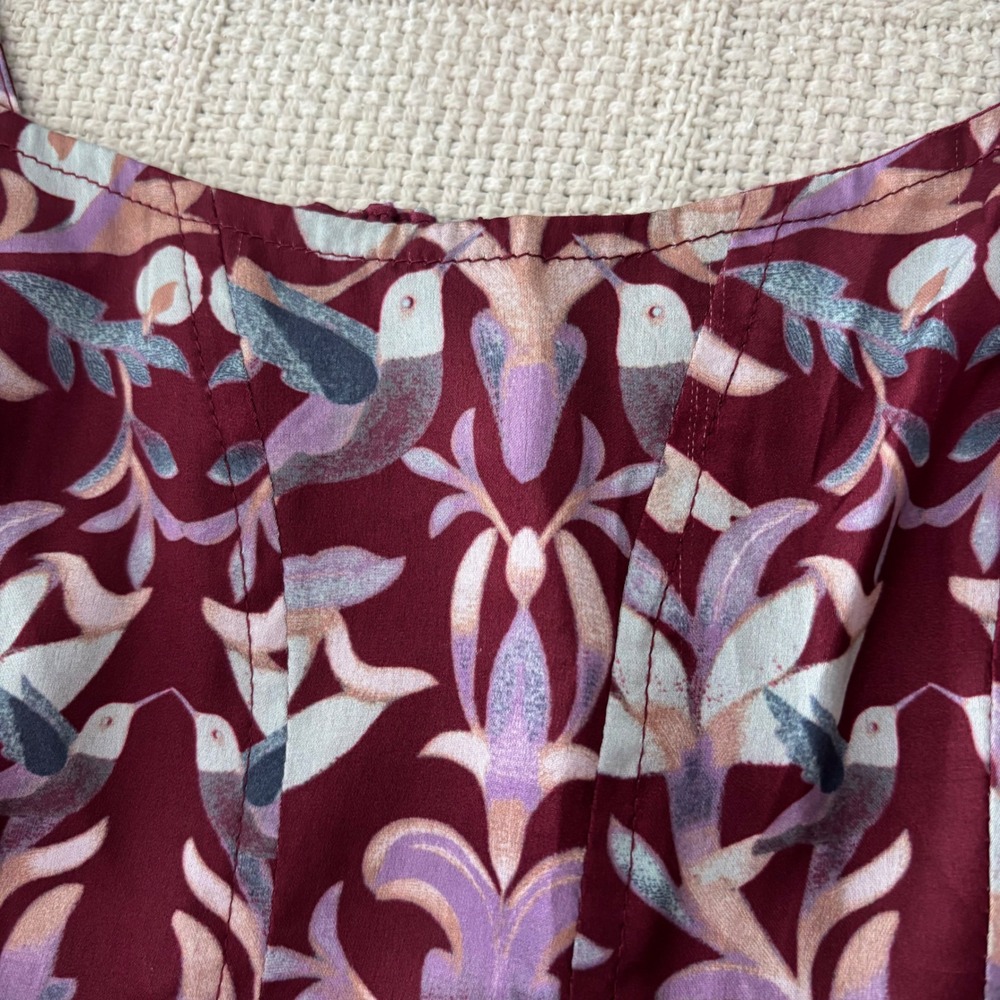 Women's XS FREE PEOPLE Grace Bird Floral Corset Top in Cabernet Combo NWT - Picture 4 of 8
